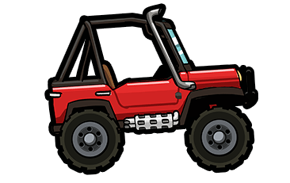 Jeep rouge avec une cage de sécurité: Hill climber mark 2